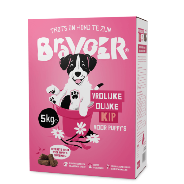 Vrolijke Olijke Kip voor Puppy’s (Geperst)